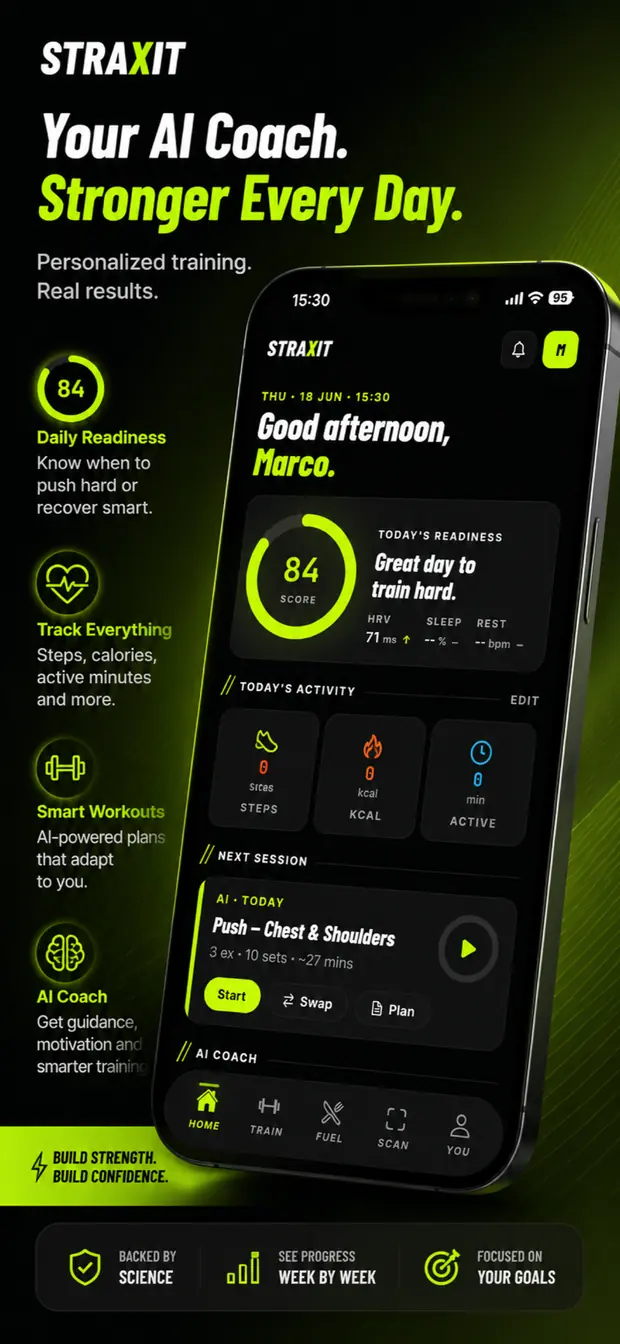 The AI coach home screen with personalised guidance for the day.